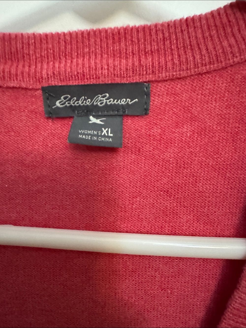 Eddie Bauer Raspberry Button-Front Women's Cardigan - Picture 2 of 3